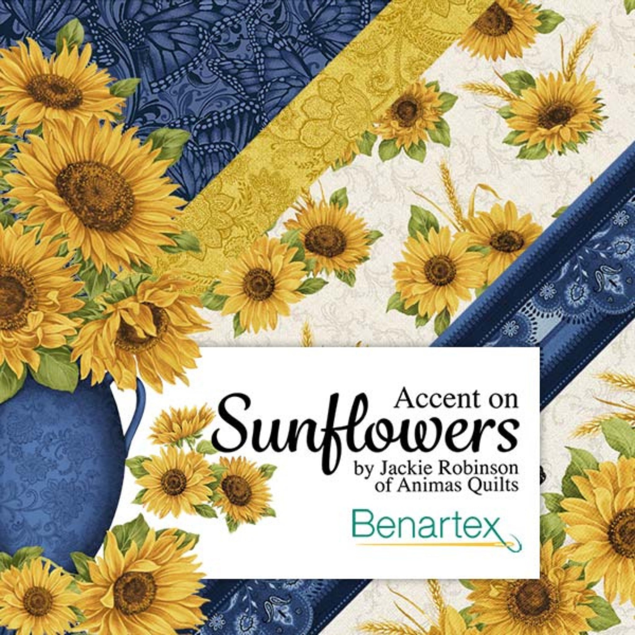 Accent on Sunflowers quilting cotton collection Jackie Robinson Benartex