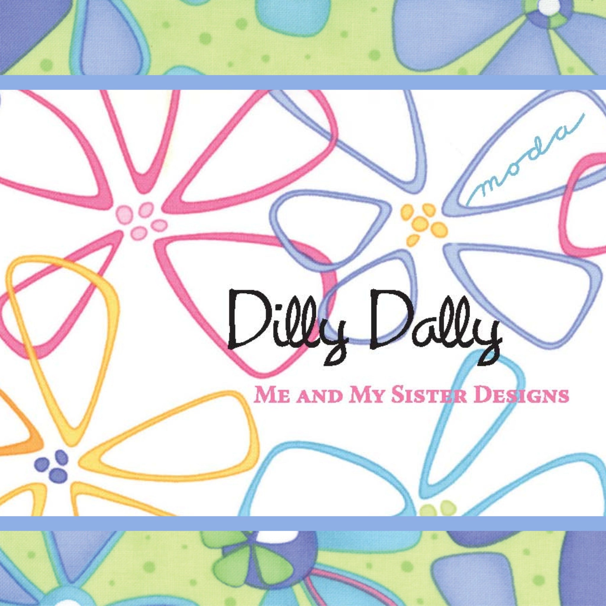 Me and My Sister Dilly Dally collection modern quilting cotton fabric with retro flowers and geometric prints