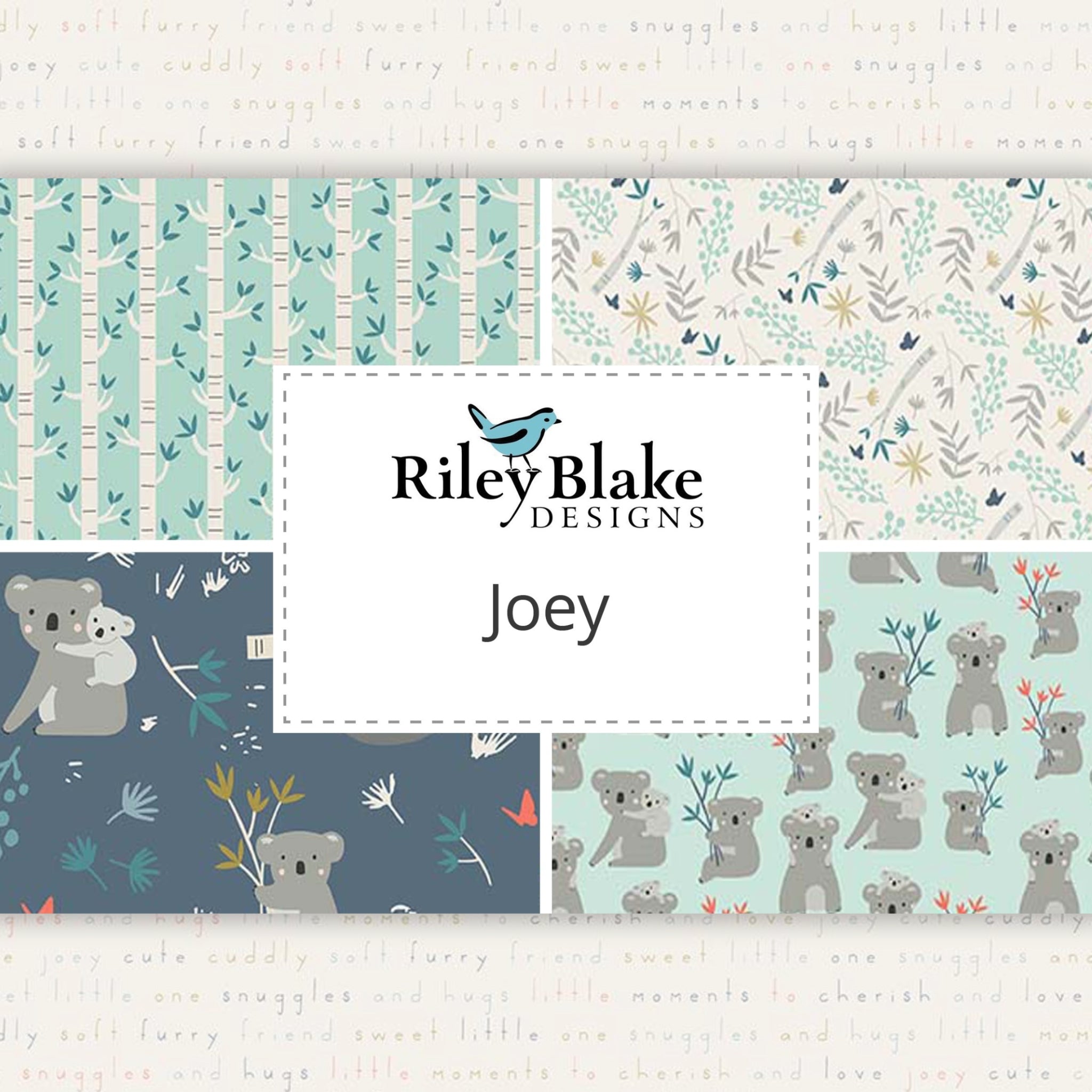Joey collection Riley Blake koalas eucalyptus leaves Australian native fabric for baby quilts and nursery projects