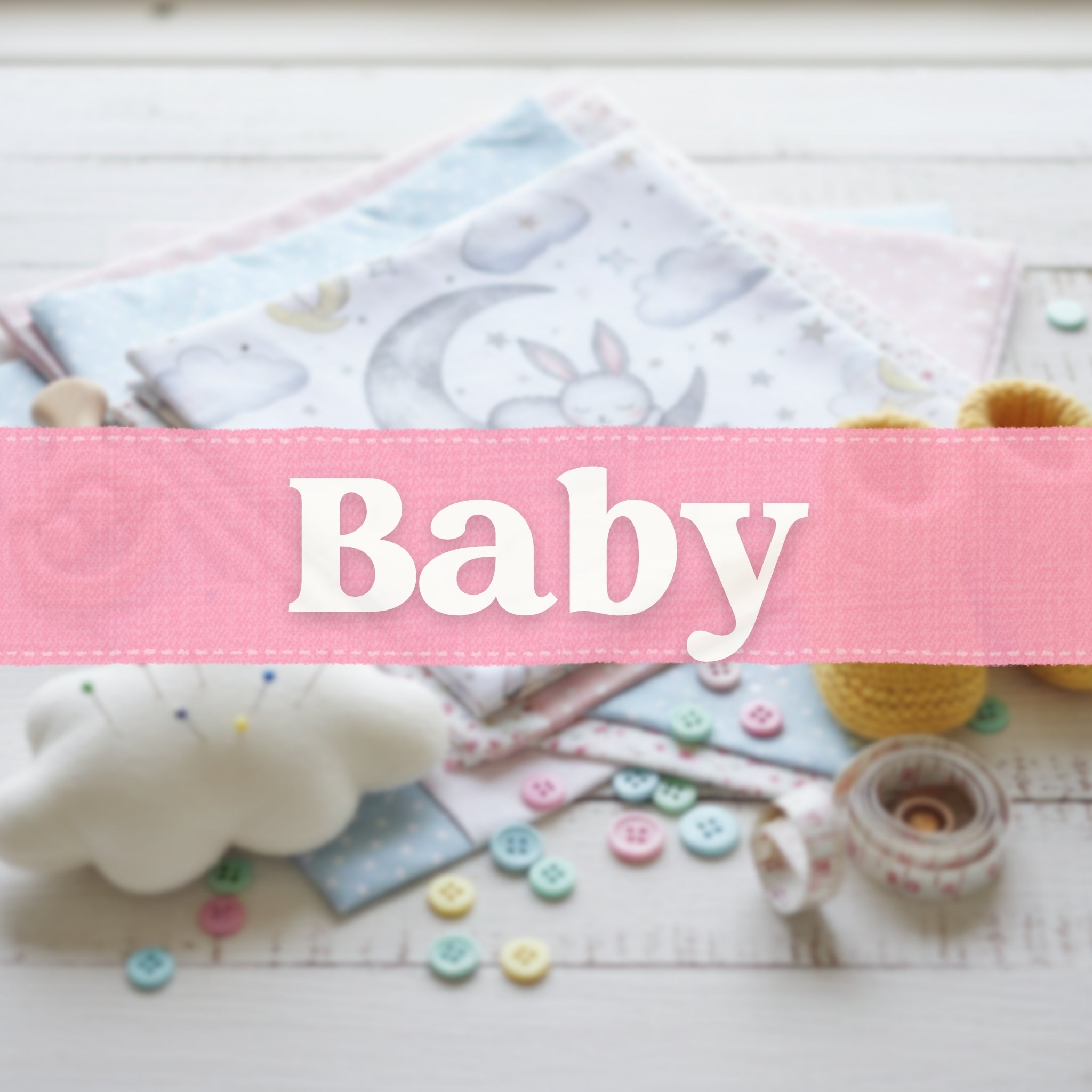 Baby themed quilting cotton fabrics for nursery sewing projects