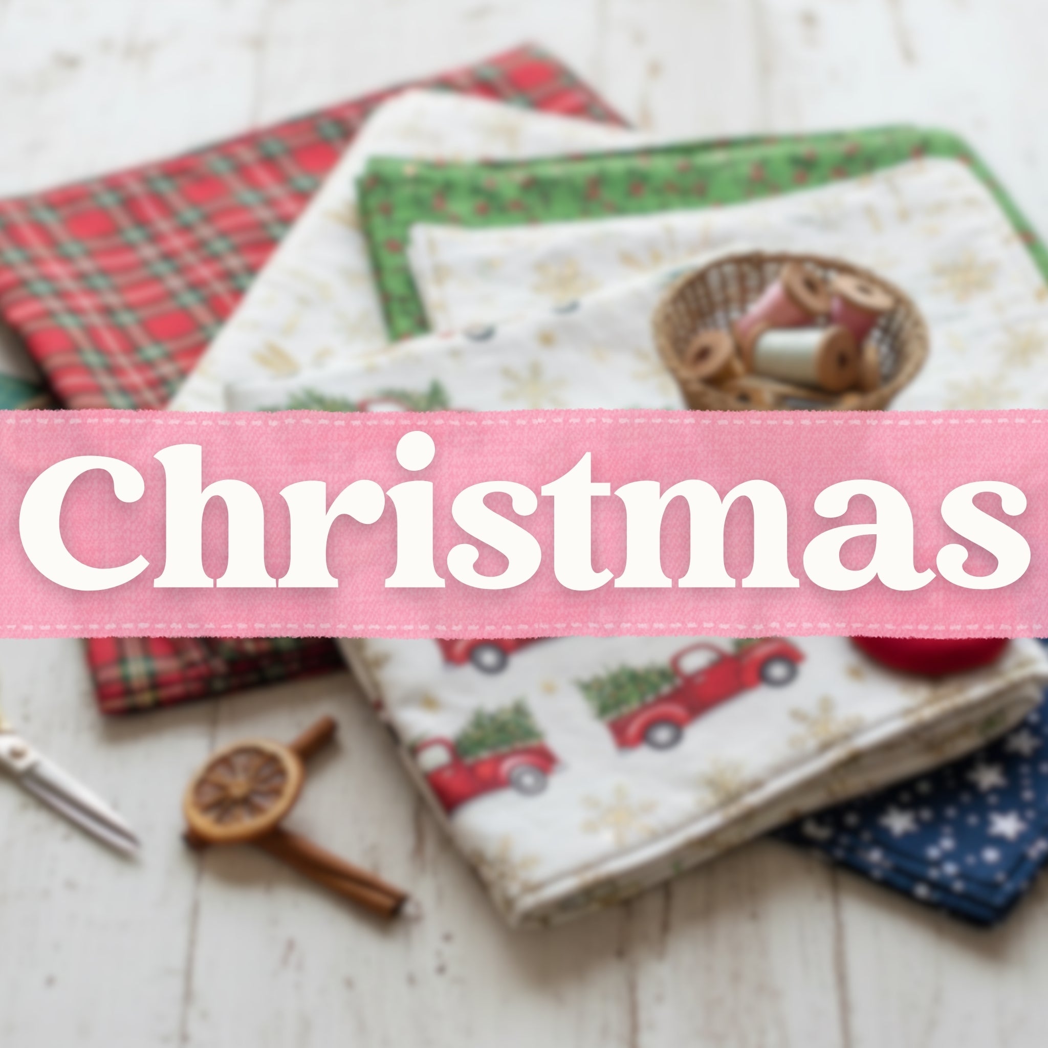 Christmas themed quilting cotton fabrics for festive holiday sewing projects