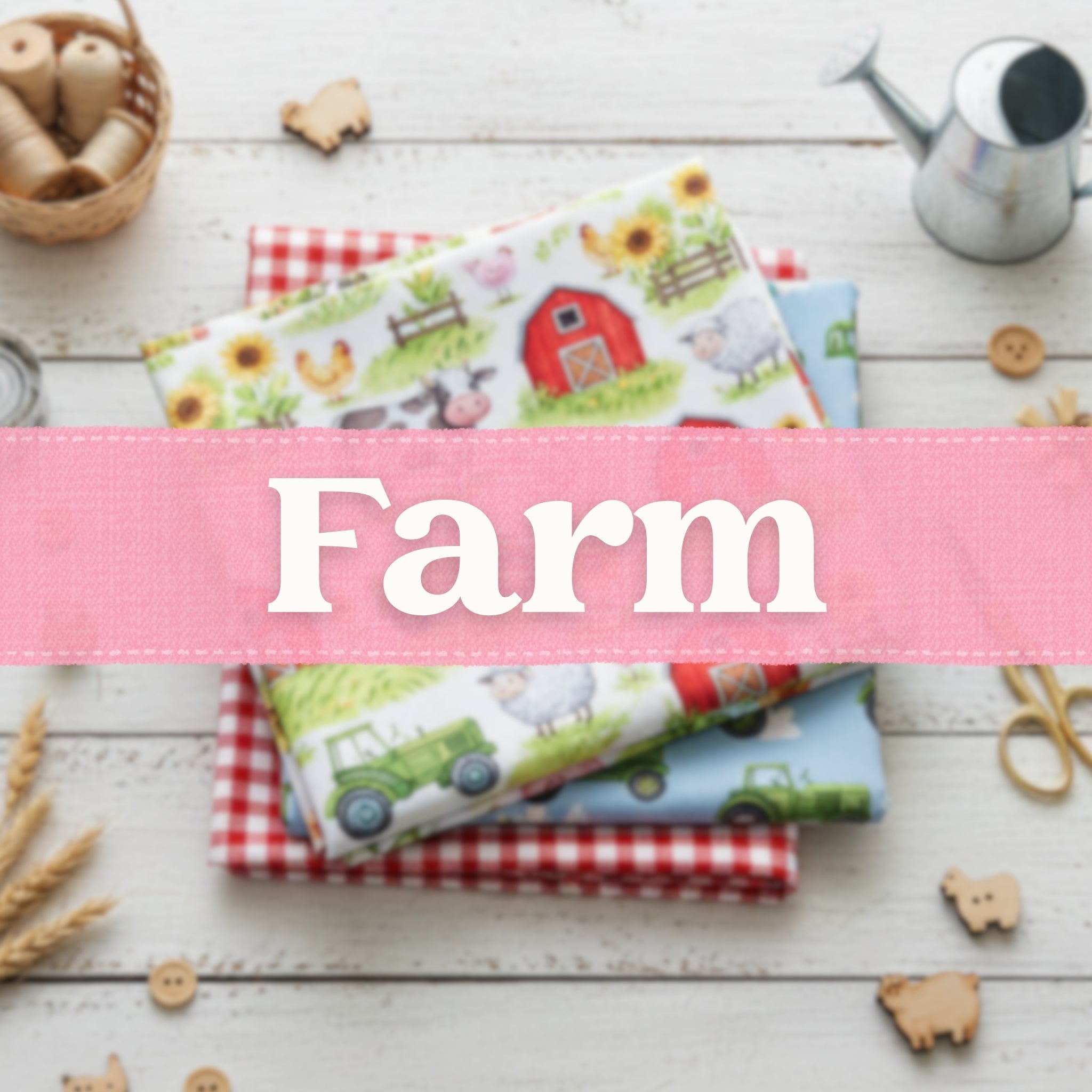Farm themed quilting cotton fabrics for sewing projects
