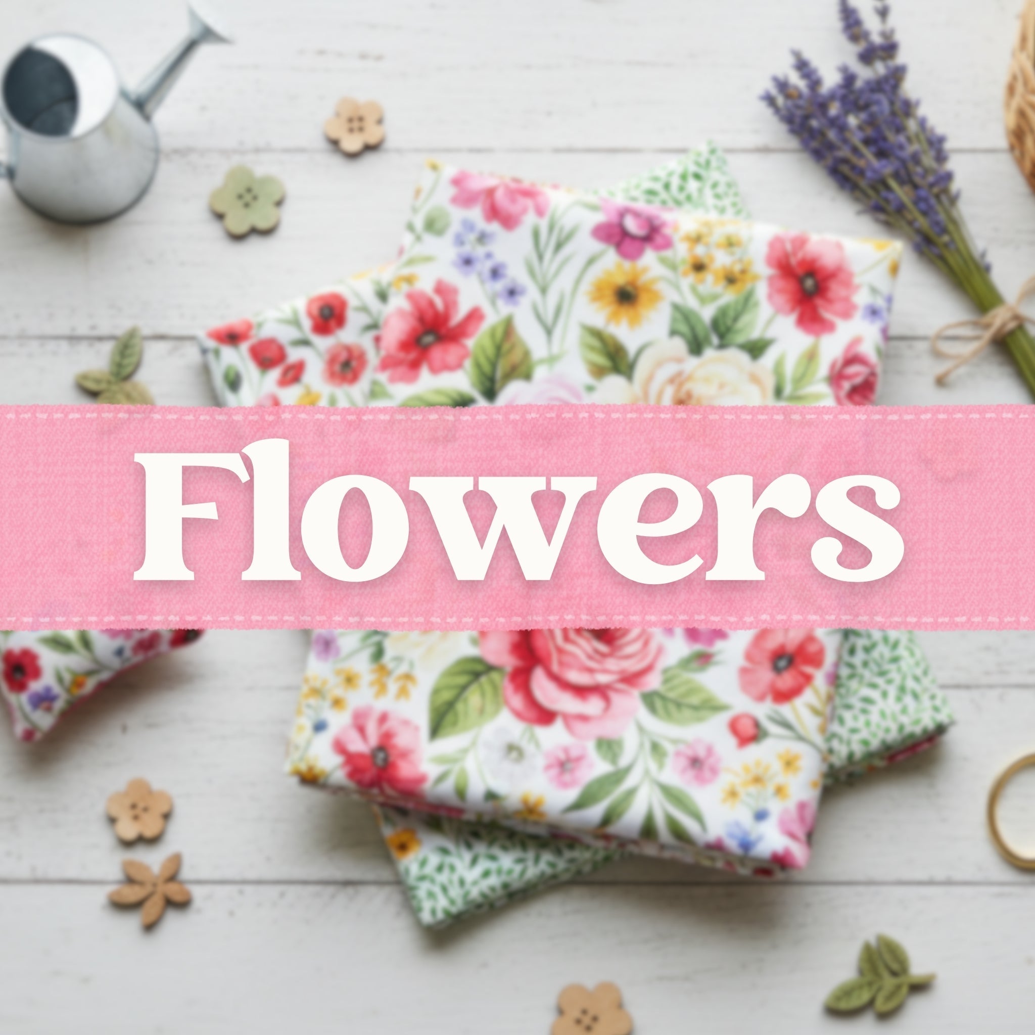Flower themed quilting cotton fabrics for sewing projects