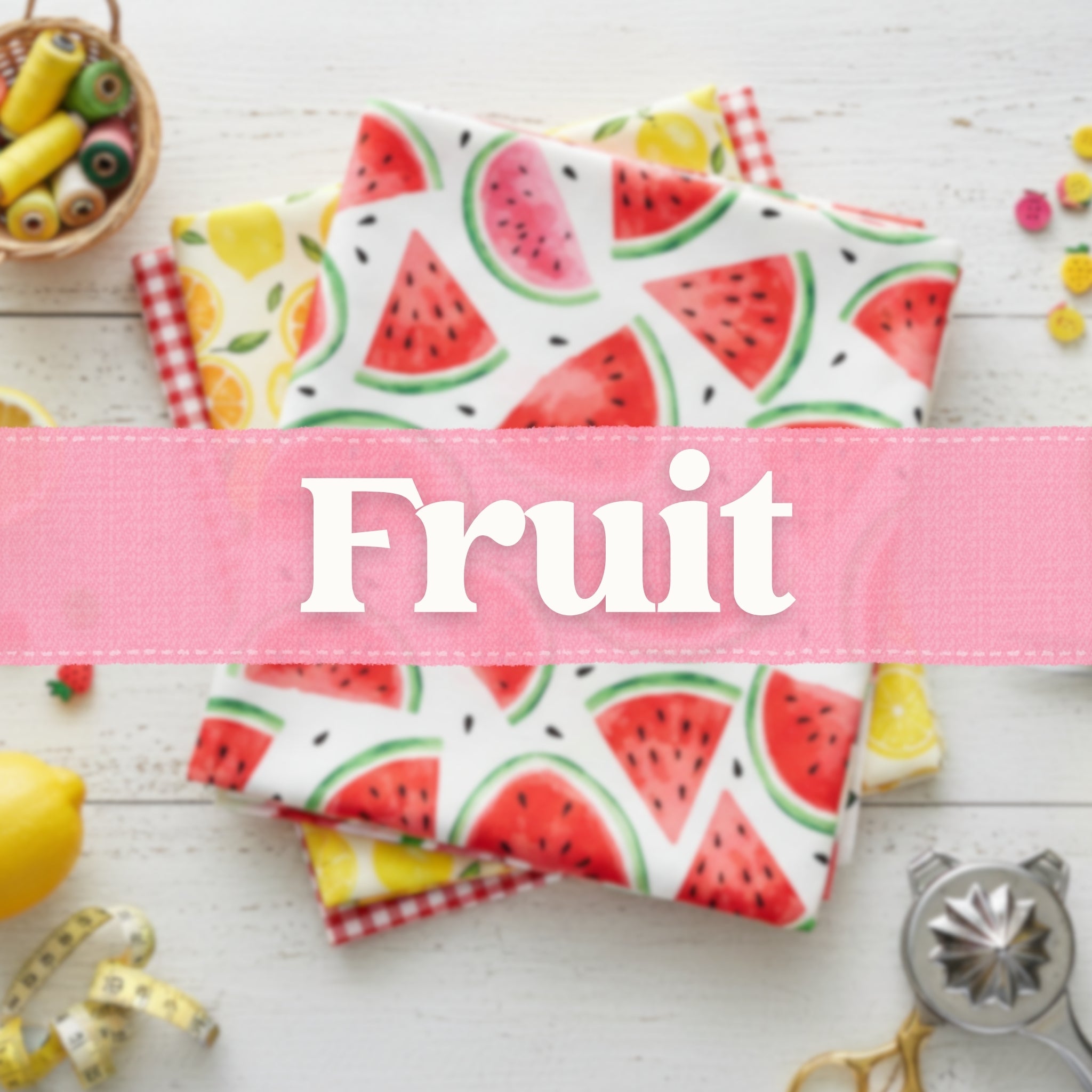 Fruit themed quilting cotton fabrics for sewing projects