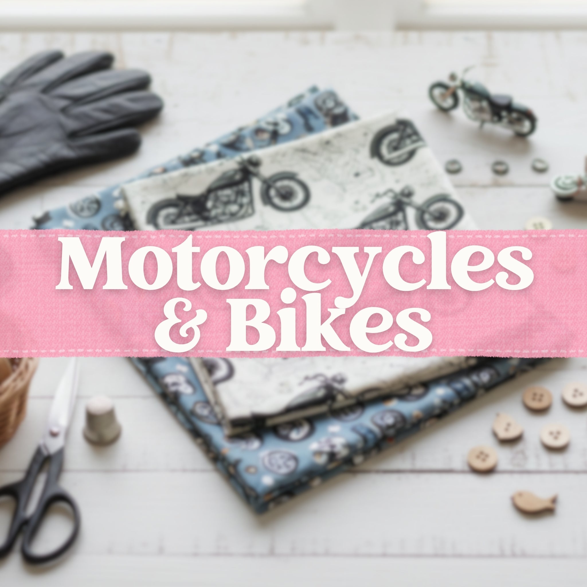 Motorcycle motorbike bicycle dirt bike themed quilting cotton fabrics for boys sewing projects