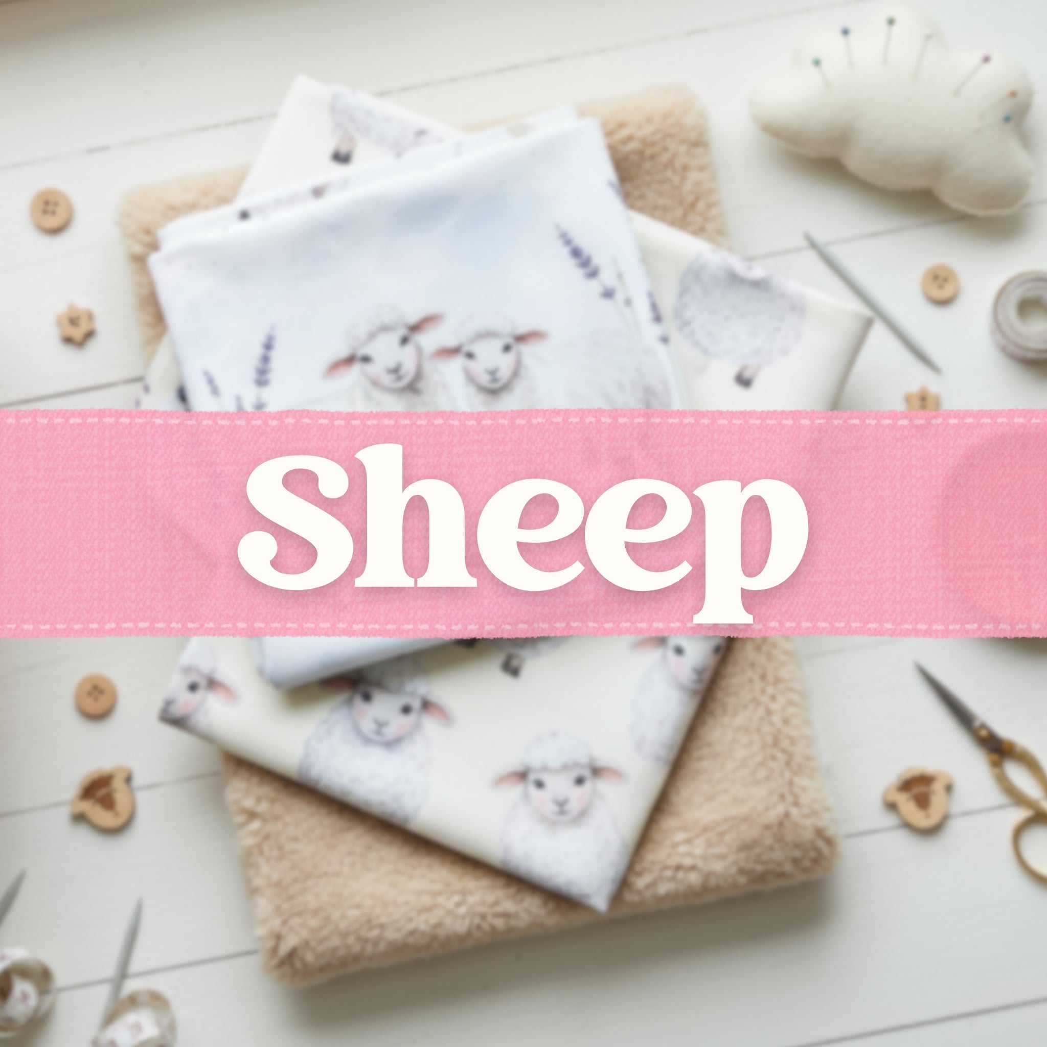 Sheep themed quilting cotton fabrics for sewing projects