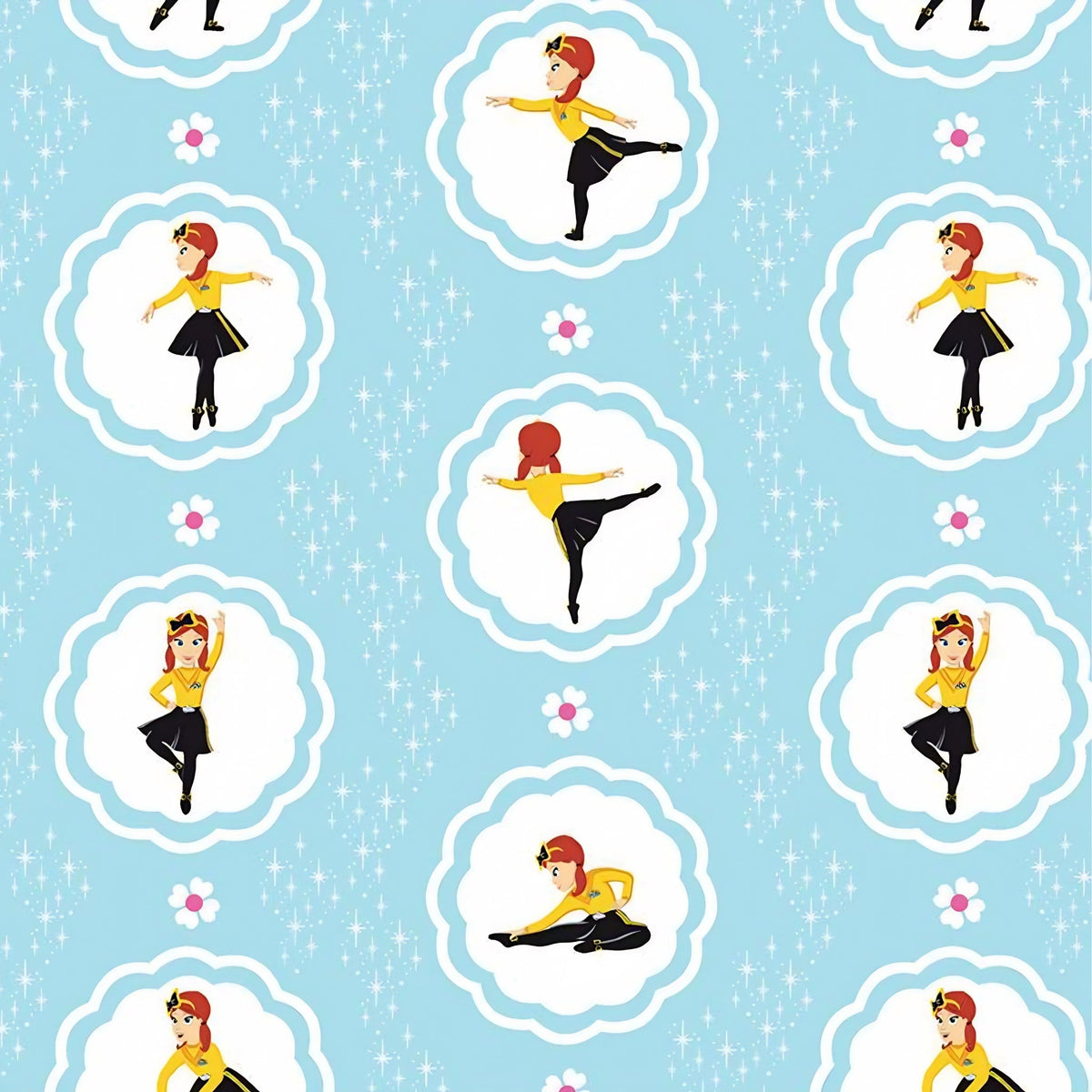 Emma Wiggle ballet dancer medallion sky blue yellow black novelty kids quilting fabric children's quilts dance bags patchwork projects