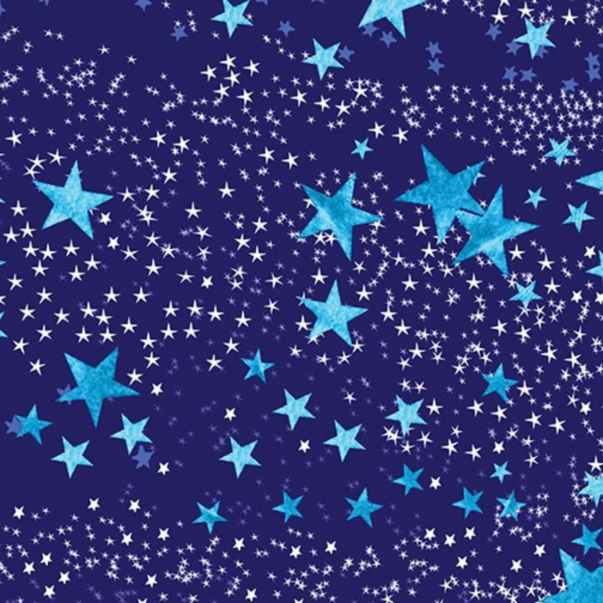 Scattered stars turquoise white navy blue space galaxy night sky fabric for kids space quilts boys bedroom décor astronaut stargazer sewing projects