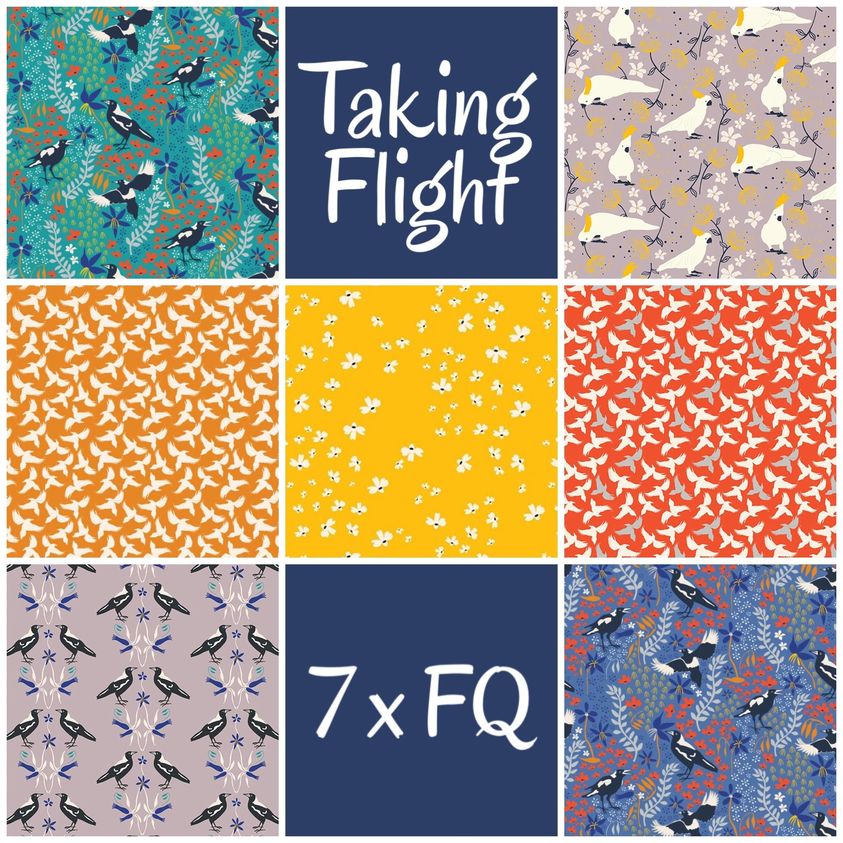 Taking Flight 7 x FQ's by Amanda Joy Designs - 100% Cotton