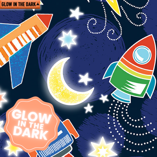 All Systems Glow: Rockets (Navy Blue) - 90cms x 110cms