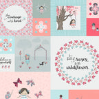Girls block panel 12 ready-to-cut blocks pink aqua coral inspirational quotes novelty fabric for sampler quilts cushion fronts and nursery wall hangings