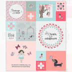 Girls block panel 12 ready-to-cut blocks pink aqua coral inspirational quotes novelty fabric for sampler quilts cushion fronts and nursery wall hangings