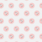 Off-white quilting cotton with a delicate pink floral doily pattern