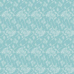 Aqua quilting cotton with a delicate white pattern of floral stems and berries