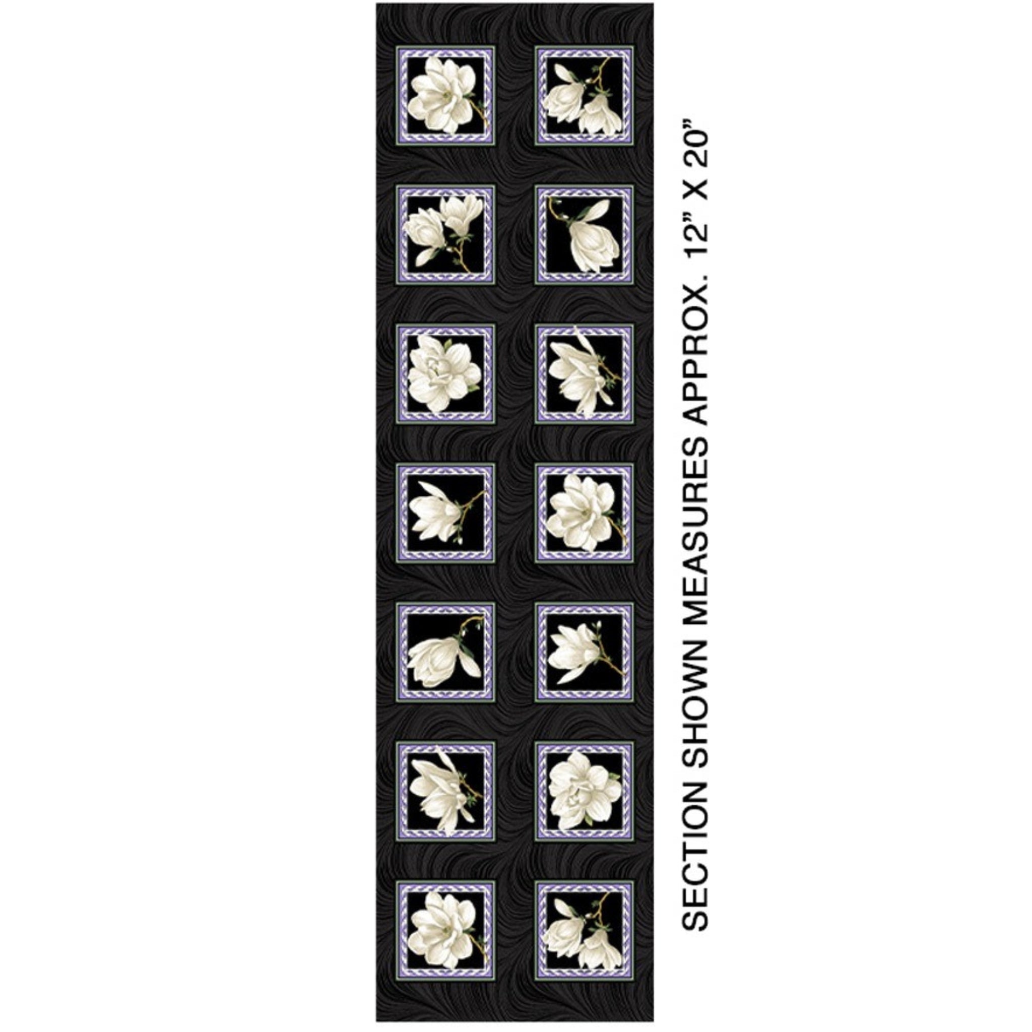 Accent on Magnolias Blooms Blocks Panel Cream - Jackie Robinson Benartex - Three Wishes Patchwork Fabric