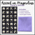 Accent on Magnolias cream magnolia blocks panel black lilac scroll blender quilting bundle for feature quilts wall hangings patchwork projects