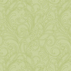Tonal blender fabric in light lime green with an elegant, detailed scrollwork design