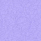 Tonal blender fabric in light purple with an elegant, detailed scrollwork design