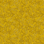 Tonal quilting fabric with detailed Monarch butterflies and scrollwork pattern in golden yellow