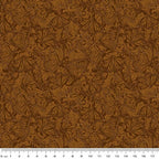 Tonal quilting fabric with detailed Monarch butterflies and scrollwork pattern in cinnamon brown