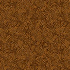 Tonal quilting fabric with detailed Monarch butterflies and scrollwork pattern in cinnamon brown