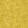 Tonal medium golden yellow quilting fabric with a detailed all-over Jacobean floral paisley pattern