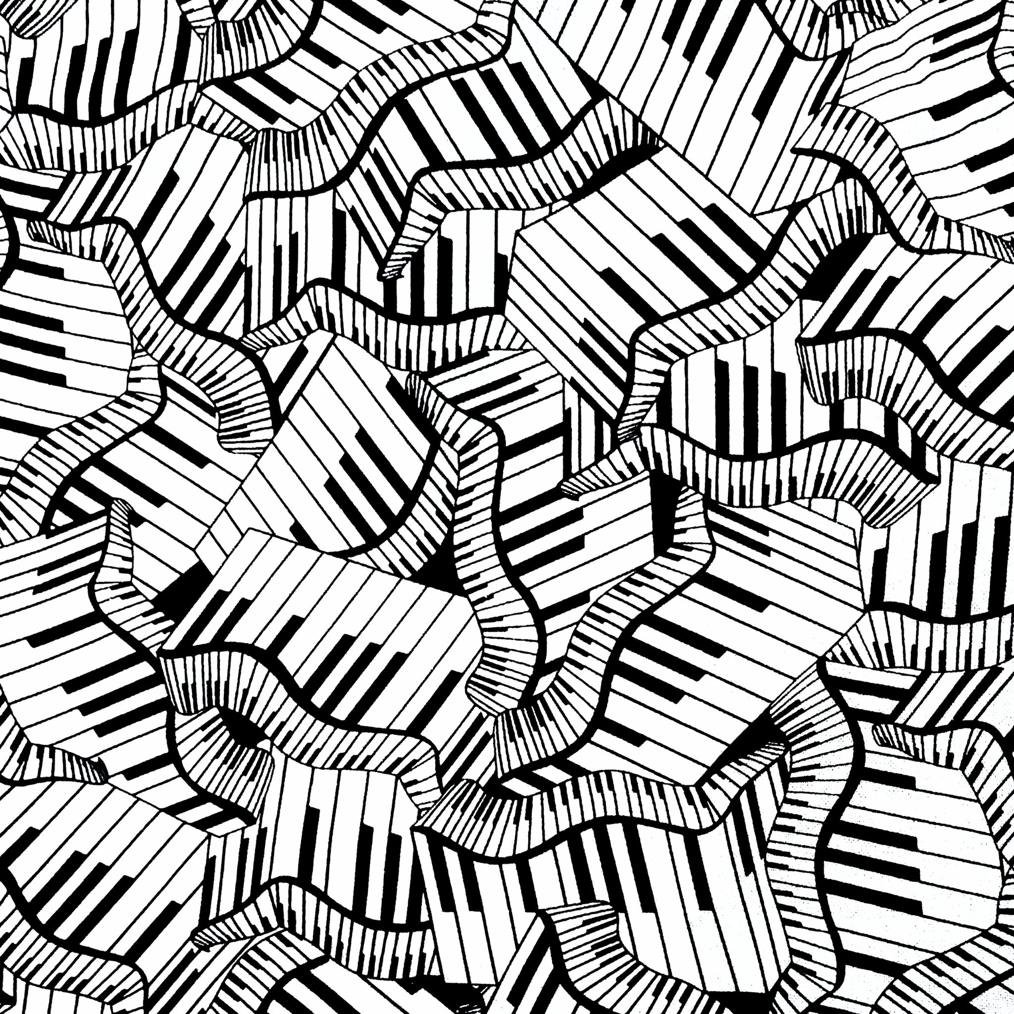 Wavy piano keys novelty black white fabric for music quilts music teacher gifts and musician sewing projects