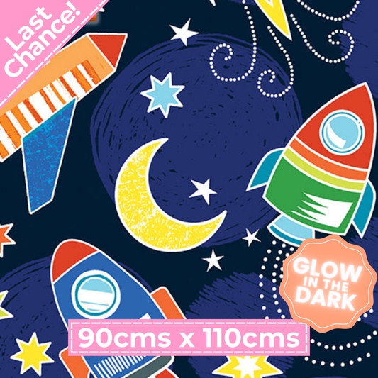 All Systems Glow: Rockets (Navy Blue) 90cms x 110cms