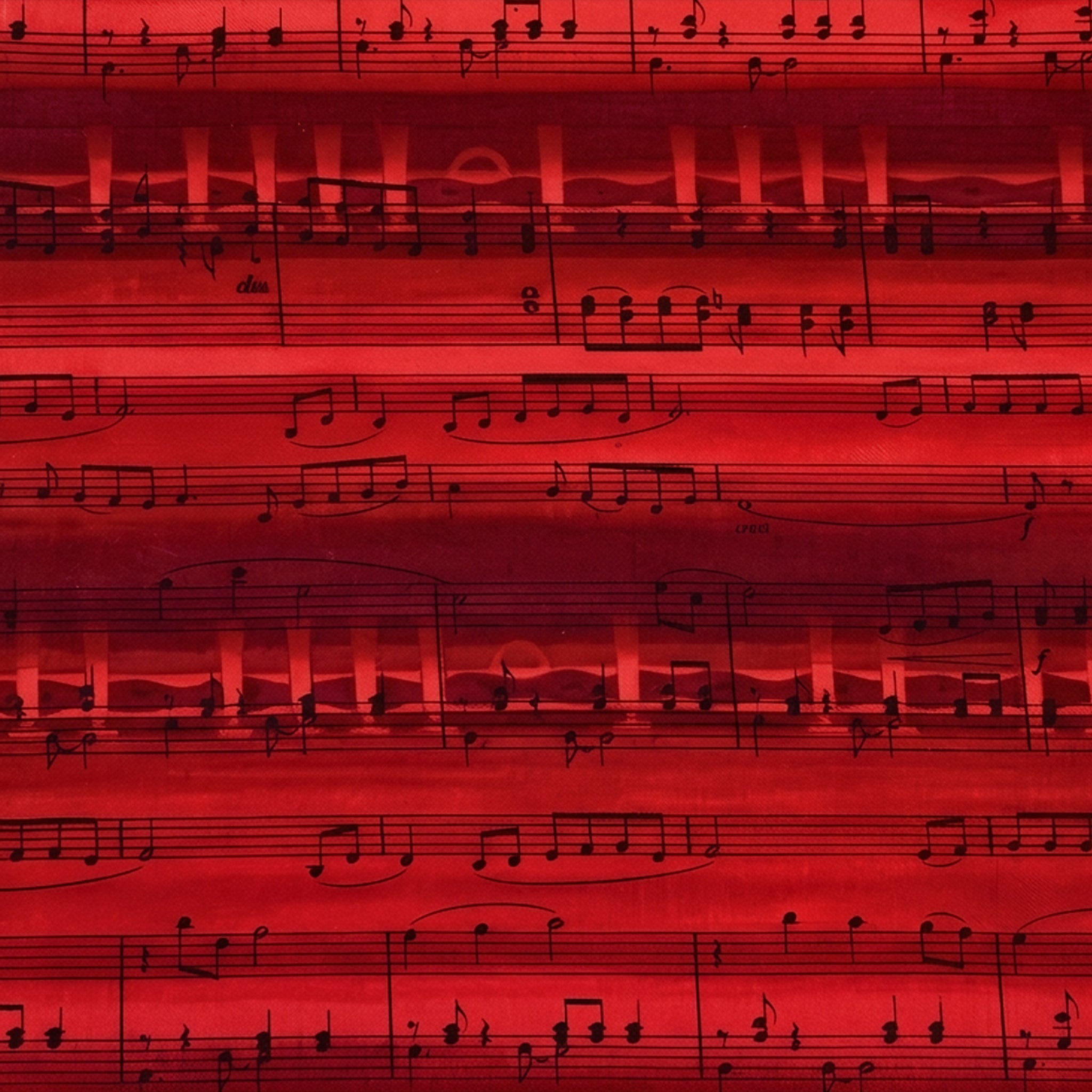 Screen printed vintage piano sheet music red novelty Kona cotton music fabric for music lovers quilts retro projects music teacher gifts and patchwork sewing