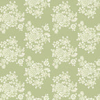 Cream rose bouquets silhouette sage green quilting cotton Anne of Green Gables licensed floral fabric for quilts cushion covers and vintage floral sewing projects