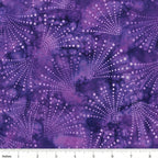 Radiating dots arcs purple batik quilting fabric blender for patchwork quilts and sewing projects