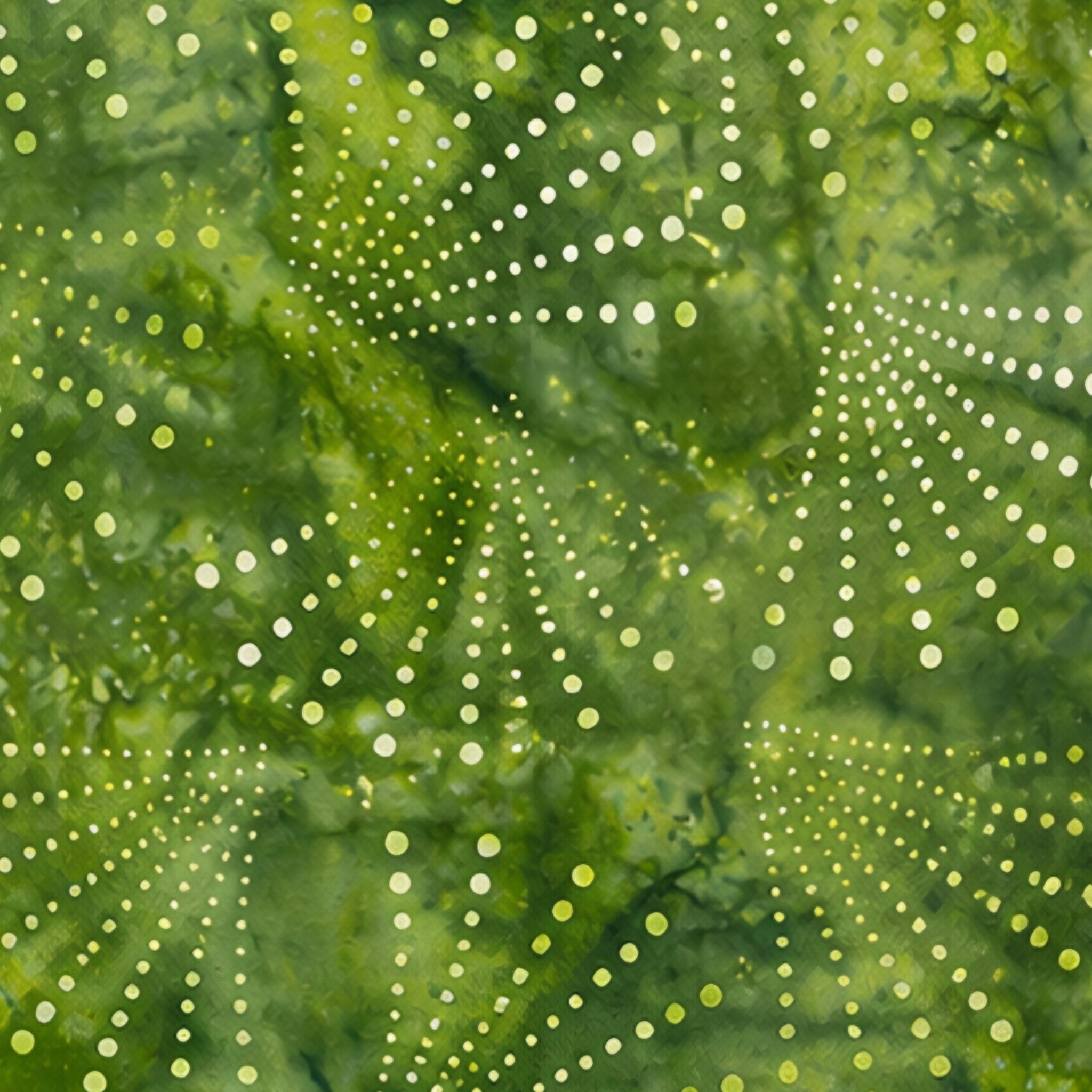 Radiating dots arcs green batik quilting fabric blender for patchwork quilts and sewing projects