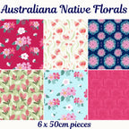 Australiana native floral fabrics pink navy green blue bundle for quilting and patchwork sewing projects