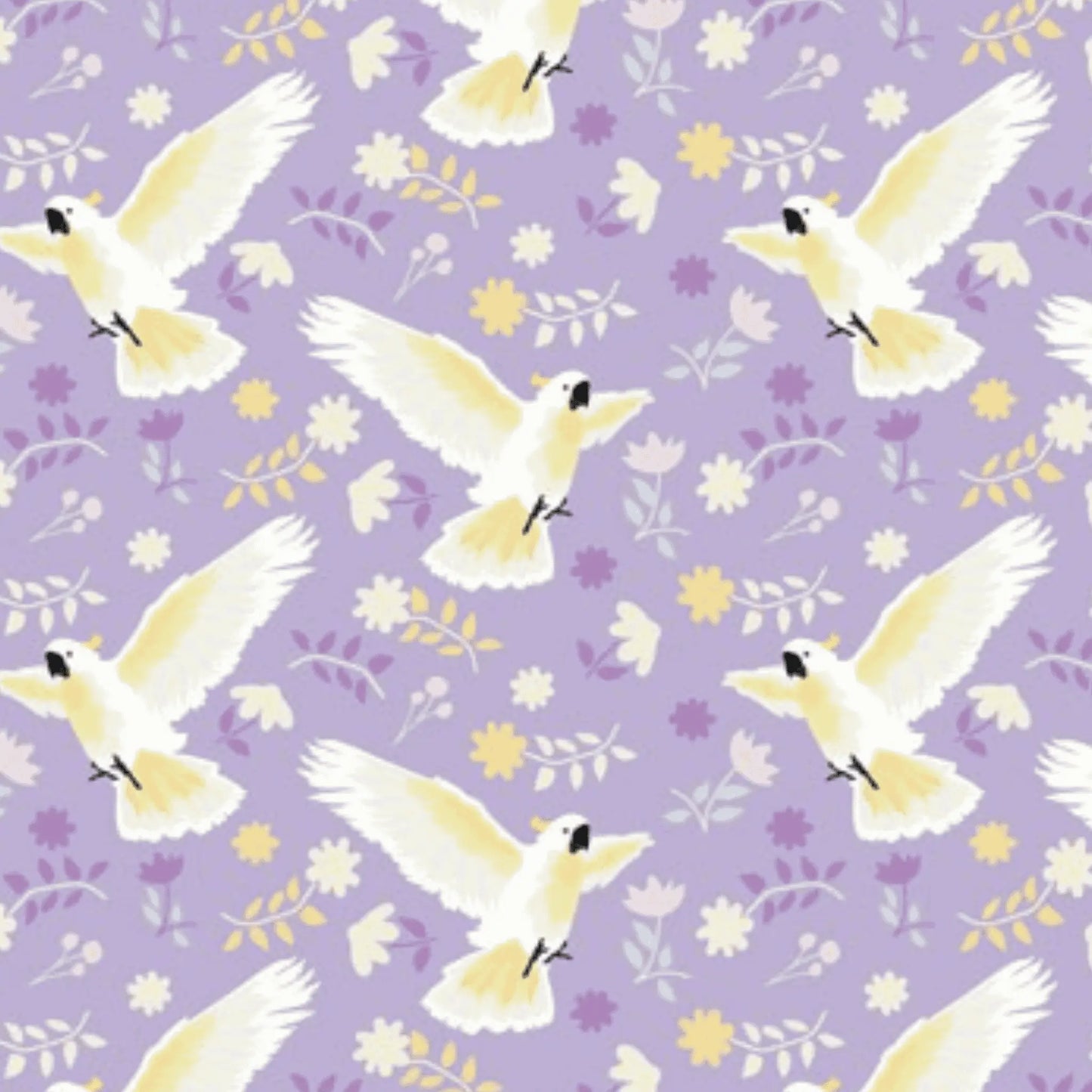 Australiana Soaring Cockatoo Flying Purple - Amanda Joy Designs KK Fabrics - Three Wishes Patchwork Fabric