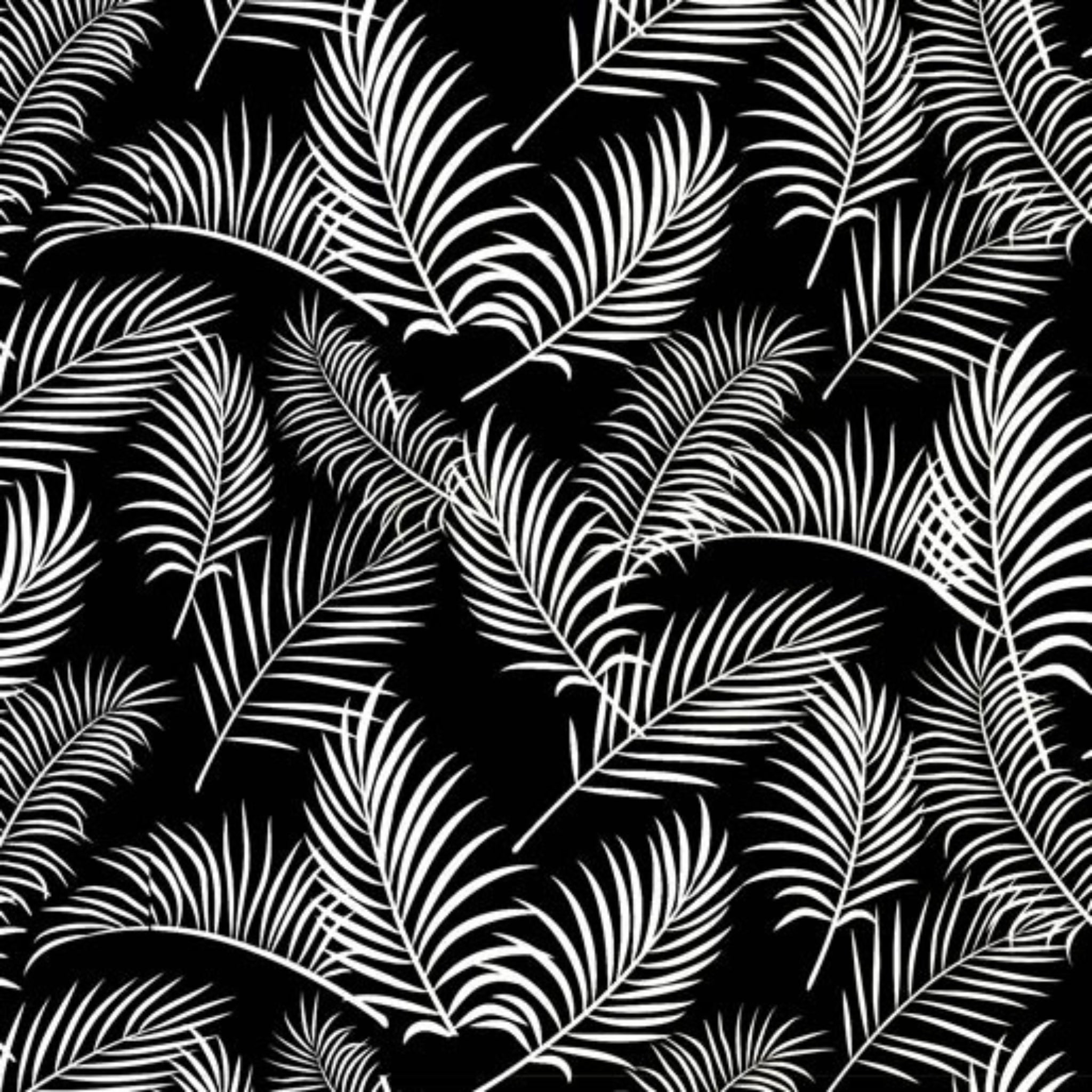 Fern fabric botanical print black background cotton for Australiana quilting patchwork native flora design