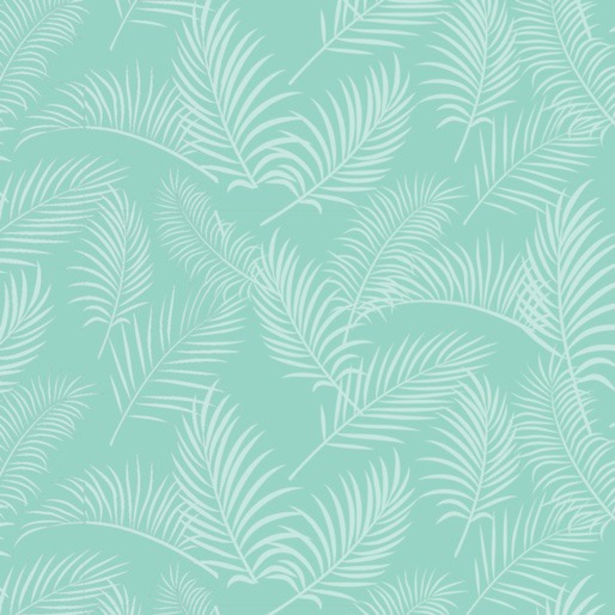 Fern fabric botanical print turquoise background cotton for Australiana quilting patchwork native flora design