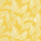 Fern fabric botanical print yellow background cotton for Australiana quilting patchwork native flora design