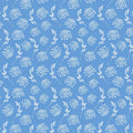 Waratah fabric white native flower botanical print blue background cotton for Australiana quilting patchwork