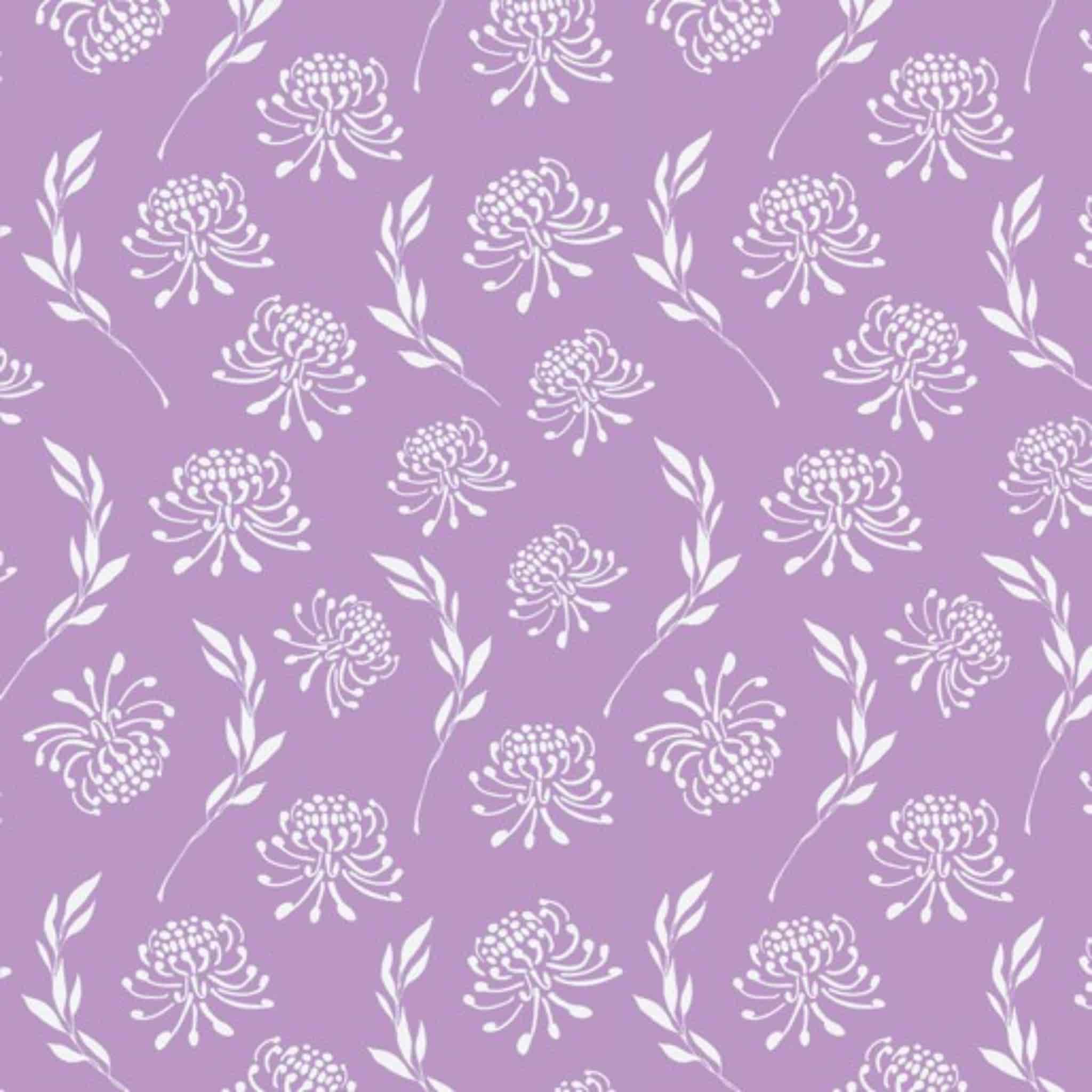 Waratah fabric white native flower botanical print purple background cotton for Australiana quilting patchwork
