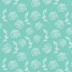 Waratah fabric white native flower botanical print turquoise background cotton for Australiana quilting patchwork