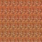 Realistic rust red brick wall fabric in terracotta amber and brown for house blocks town scene quilts and patchwork sewing projects