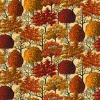 Autumn trees rust orange gold burgundy cream fabric for autumn harvest quilts and patchwork sewing projects