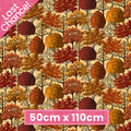 Autumn trees rust orange gold burgundy cream fabric for autumn harvest quilts and patchwork sewing projects