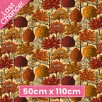 Autumn trees rust orange gold burgundy cream fabric for autumn harvest quilts and patchwork sewing projects