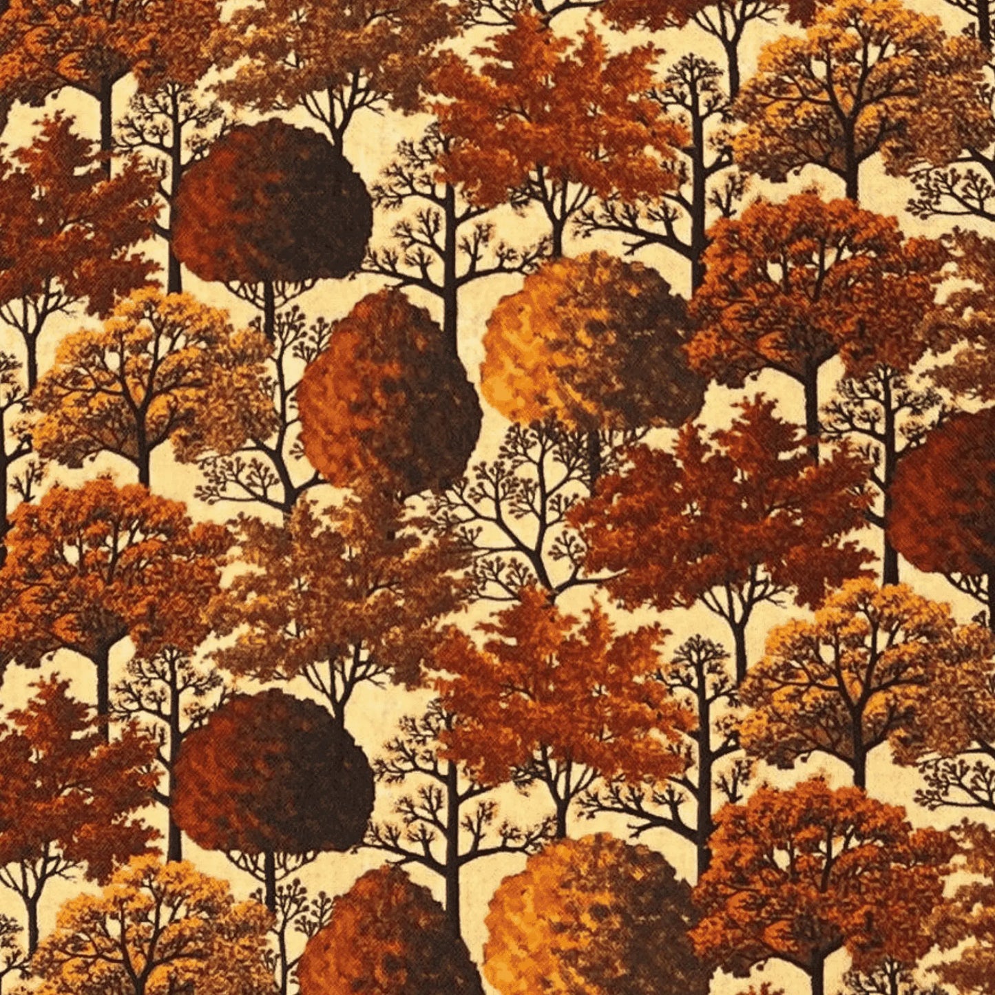 Autumn Season Trees Brown Fabric for Sale