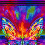 Rainbow Timeless Treasures butterfly panel in vibrant multi colours for feature quilts and wall hangings