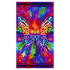 Rainbow butterfly panel in vibrant multi colours for feature quilts and wall hangings