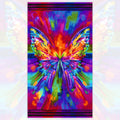 Rainbow butterfly panel purple pink orange blue digital print for feature quilts wall hangings and patchwork sewing projects