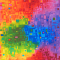 Abstract geometric squares rainbow ombre digital print fabric for feature quilts backgrounds sashing and patchwork sewing projects