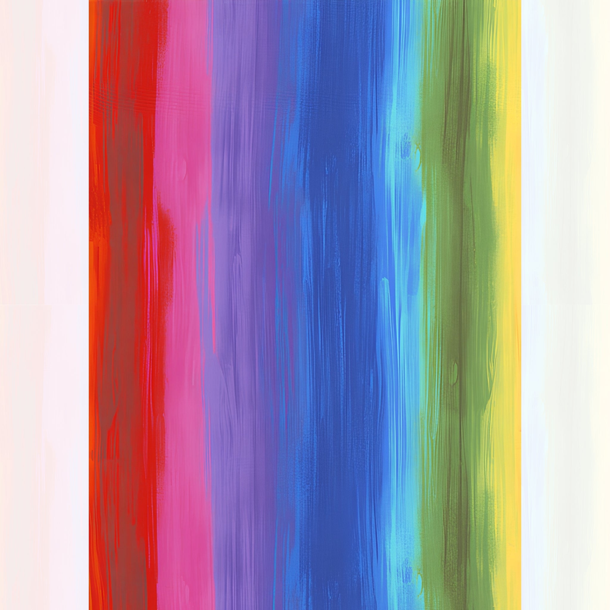 Rainbow brushstroke stripe digital print red pink purple blue turquoise green yellow fabric for feature quilts backgrounds and patchwork sewing projects